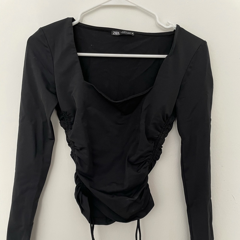 ZARA Ruched Side-Tie Top